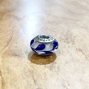 Pandora Navy Blue and White Glass Bead